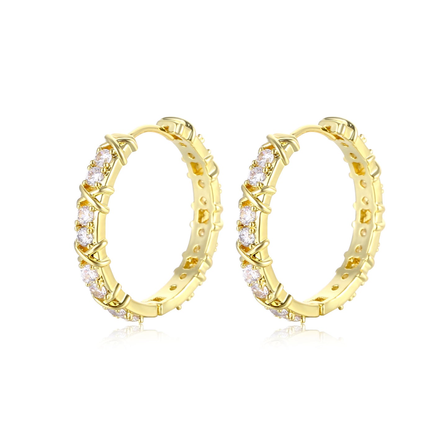 1 Pair Modern Style Round Plating Inlay Copper Zircon Silver Plated Hoop Earrings