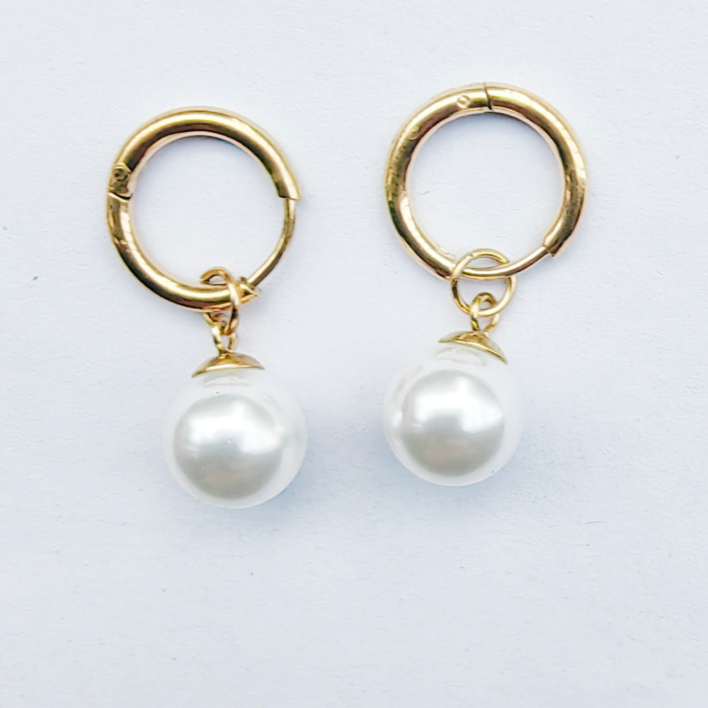 1 Pair Elegant Simple Style Round Plating Inlay Titanium Steel Pearl Drop Earrings Ear Studs