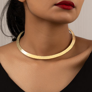 Casual Vintage Style Simple Style Solid Color Alloy Gold Plated Women's Choker