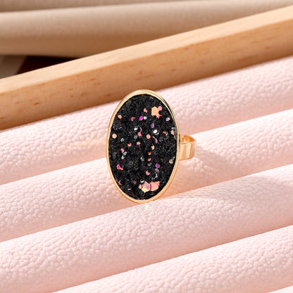 Wholesale Jewelry Simple Style Oval Alloy Sequins Open Ring