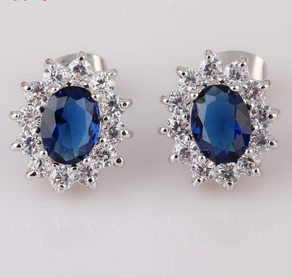 1 Pair Vintage Style Shiny Oval Plating Inlay Copper Zircon Ear Clips Ear Studs