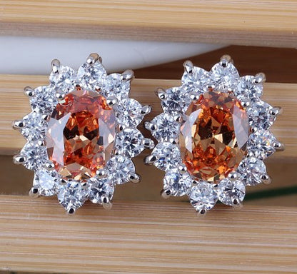 1 Pair Vintage Style Shiny Oval Plating Inlay Copper Zircon Ear Clips Ear Studs