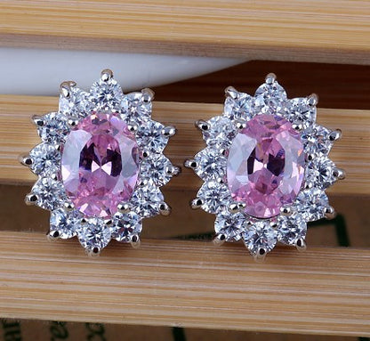 1 Pair Vintage Style Shiny Oval Plating Inlay Copper Zircon Ear Clips Ear Studs