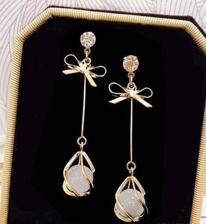 1 Pair Elegant Lady Geometric Heart Shape Tassel Plating Inlay Alloy Artificial Rhinestones Drop Earrings