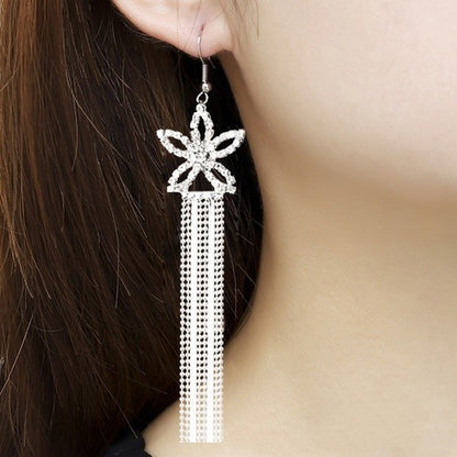 1 Pair Elegant Lady Geometric Heart Shape Tassel Plating Inlay Alloy Artificial Rhinestones Drop Earrings