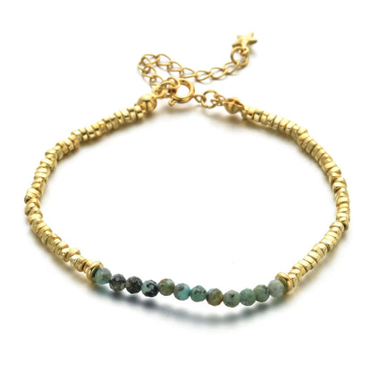 Ethnic Style Color Block Natural Stone Beaded Plating Bracelets