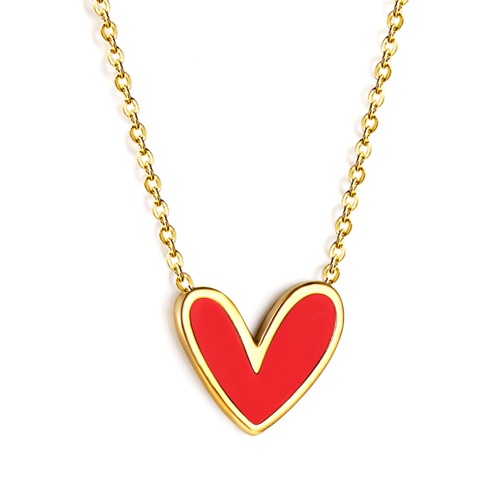 Sweet Heart Shape Stainless Steel Titanium Steel Plating Inlay Shell Necklace