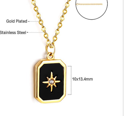 Modern Style Geometric Flower Stainless Steel Titanium Steel Plating Inlay Artificial Gemstones Pendant Necklace