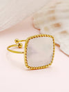 Casual Classical Simple Style Square Stainless Steel Gold Plated Shell Open Ring In Bulk