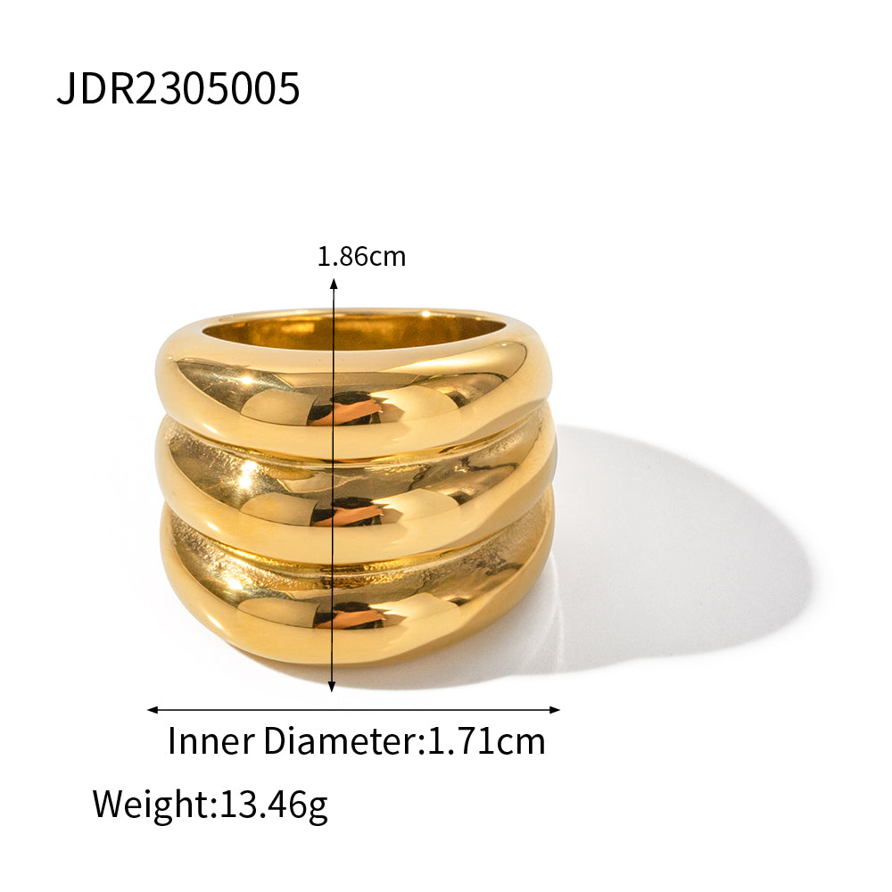 Ig Style Geometric Stainless Steel Plating 18k Gold Plated Rings