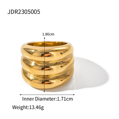 Ig Style Geometric Stainless Steel Plating 18k Gold Plated Rings