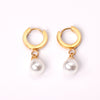 1 Pair Elegant Retro Pentagon Spiral Stripe Plating Inlay Stainless Steel Zircon Gold Plated Earrings