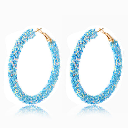 1 Pair Streetwear Sequins Plating Metal Hoop Earrings