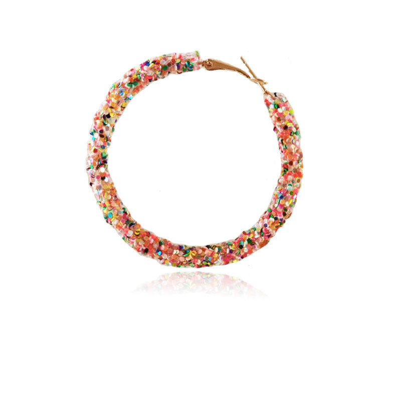 1 Pair Streetwear Sequins Plating Metal Hoop Earrings