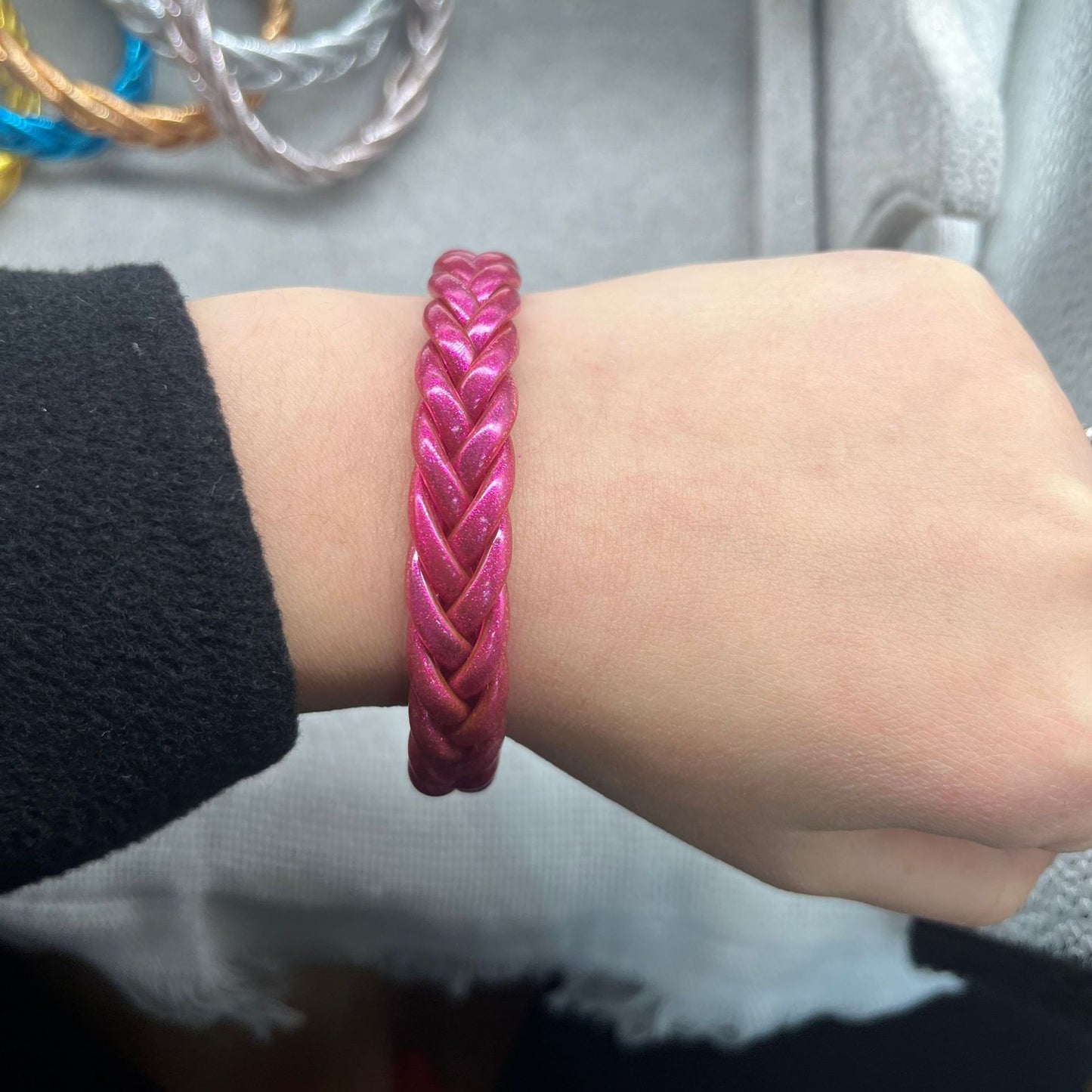 Simple Style Solid Color Silica Gel Braid Unisex Wristband