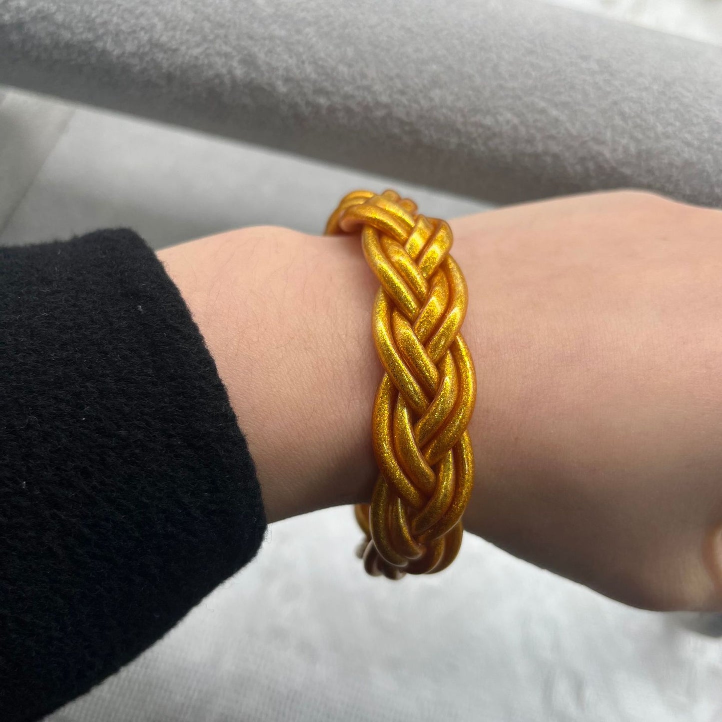 Simple Style Solid Color Silica Gel Braid Unisex Wristband