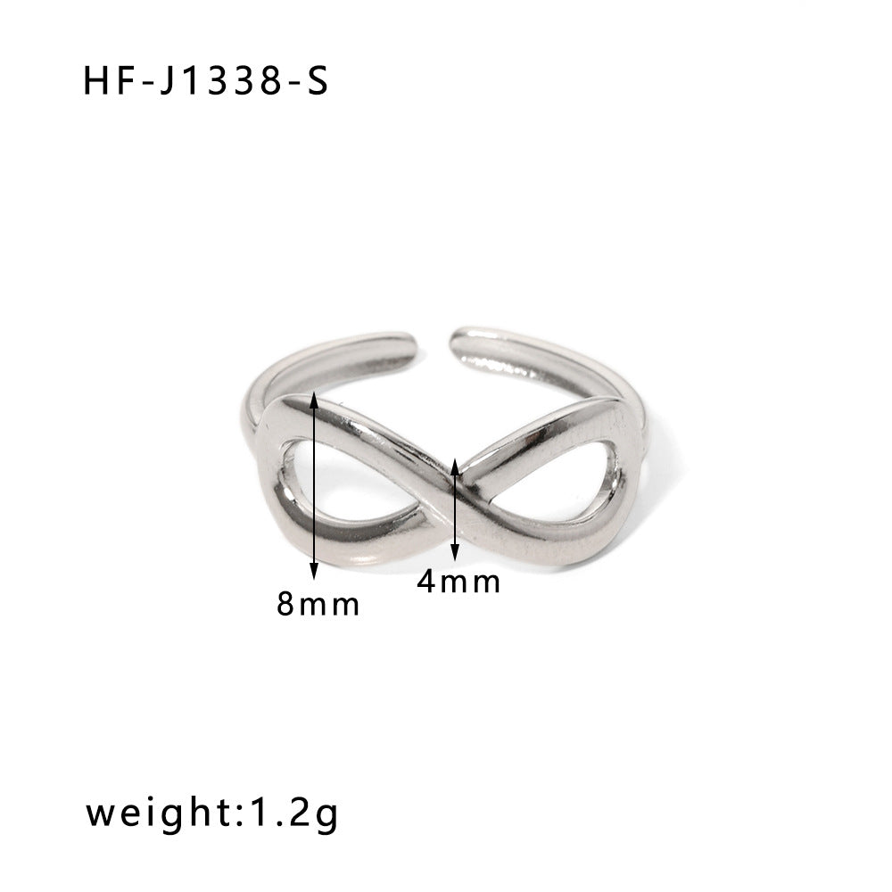 Ig Style Simple Style Heart Shape Solid Color Snake Stainless Steel Plating Hollow Out Open Ring