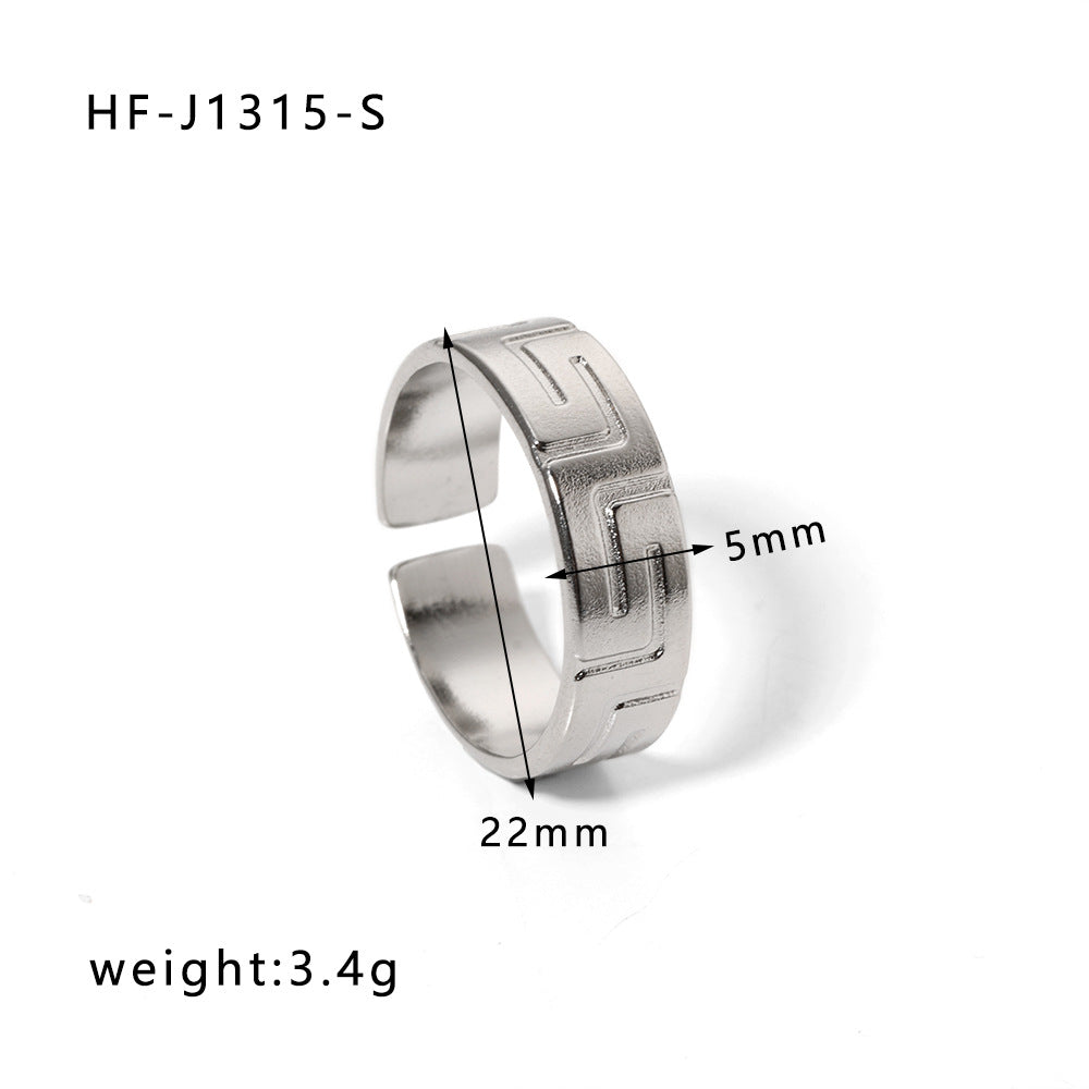 Ig Style Simple Style Heart Shape Solid Color Snake Stainless Steel Plating Hollow Out Open Ring