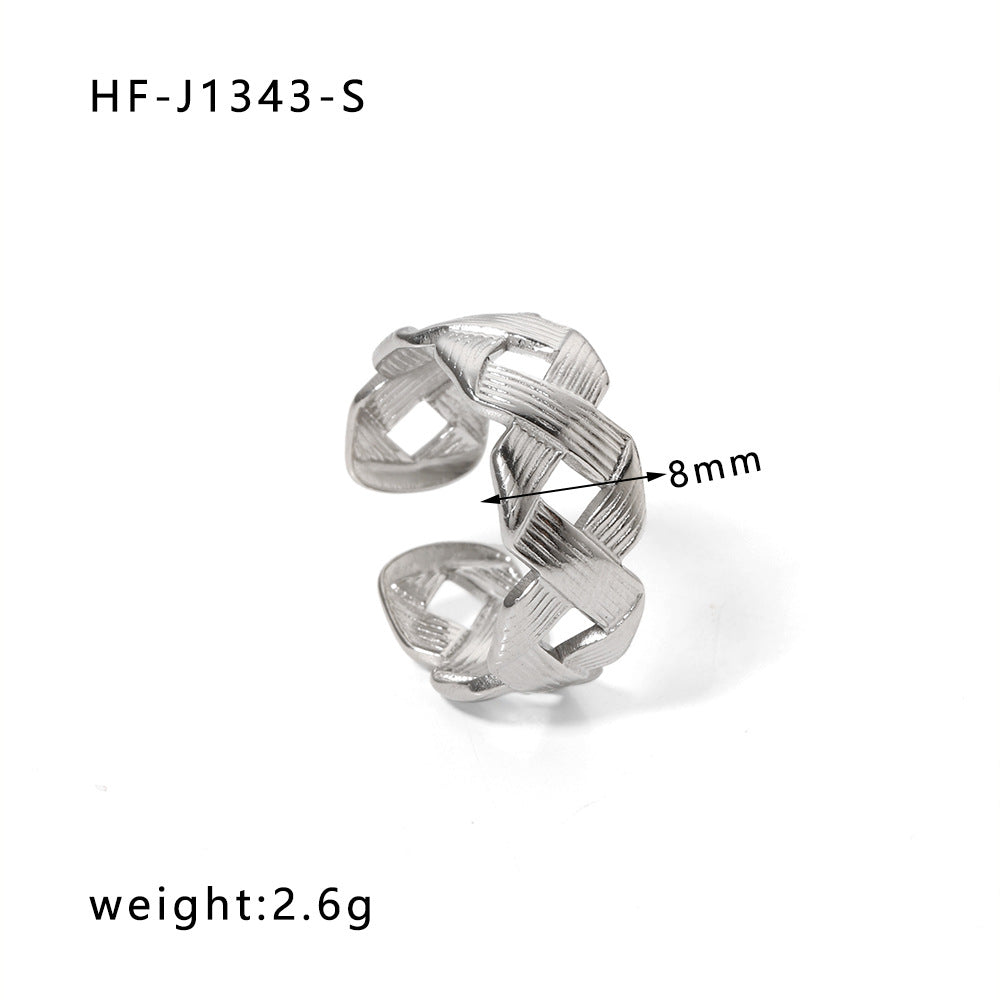 Ig Style Simple Style Heart Shape Solid Color Snake Stainless Steel Plating Hollow Out Open Ring