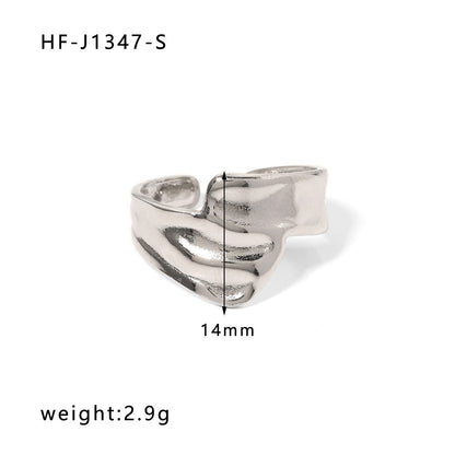 Ig Style Simple Style Heart Shape Solid Color Snake Stainless Steel Plating Hollow Out Open Ring