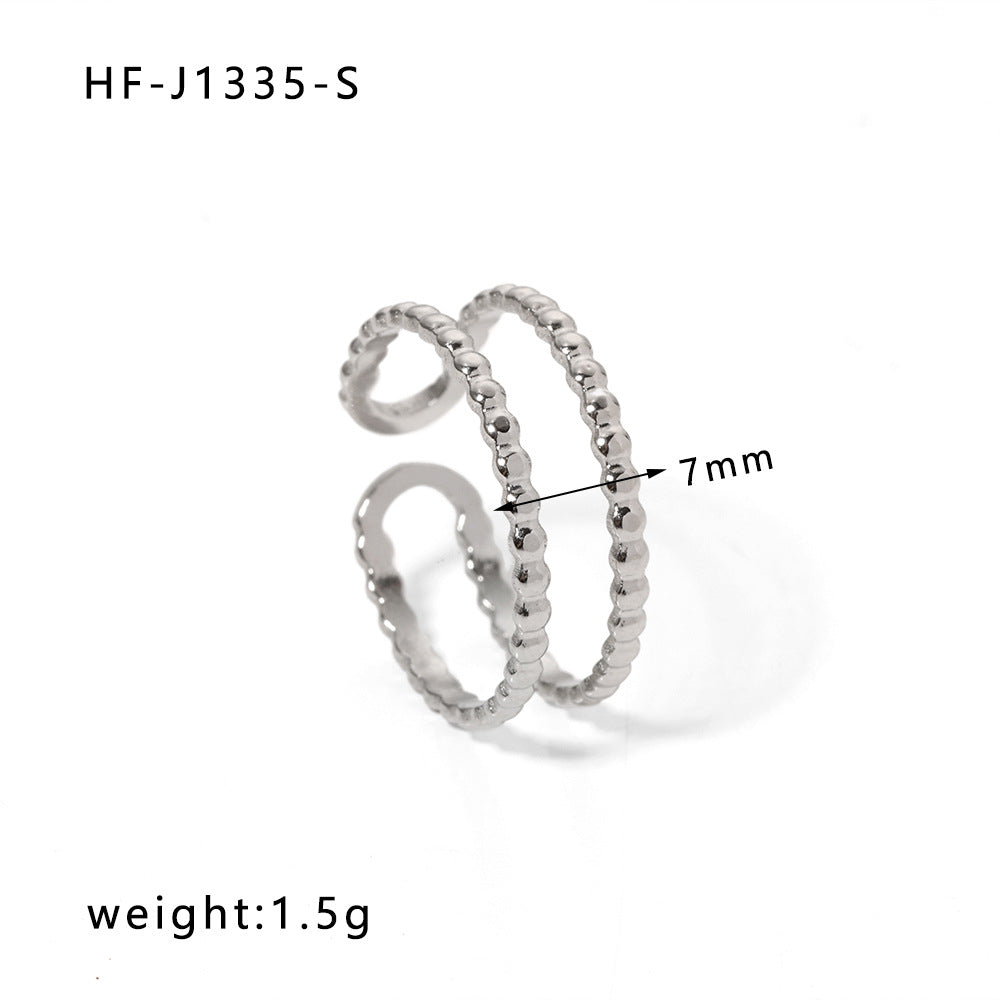 Ig Style Simple Style Heart Shape Solid Color Snake Stainless Steel Plating Hollow Out Open Ring