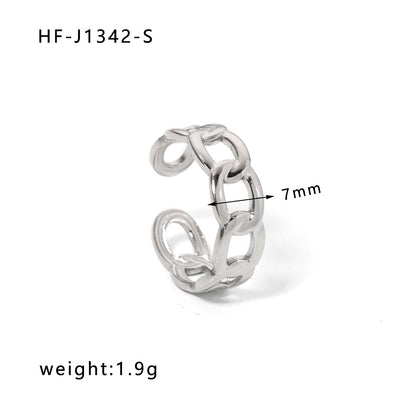 Ig Style Simple Style Heart Shape Solid Color Snake Stainless Steel Plating Hollow Out Open Ring