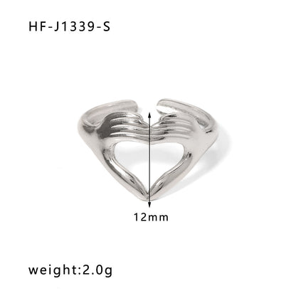 Ig Style Simple Style Heart Shape Solid Color Snake Stainless Steel Plating Hollow Out Open Ring