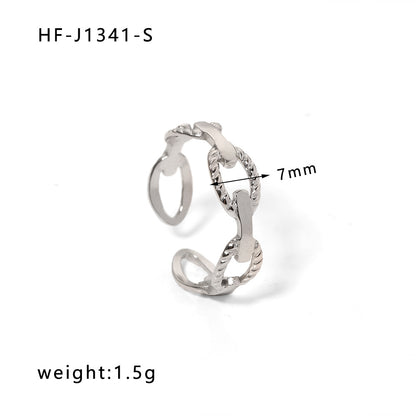 Ig Style Simple Style Heart Shape Solid Color Snake Stainless Steel Plating Hollow Out Open Ring