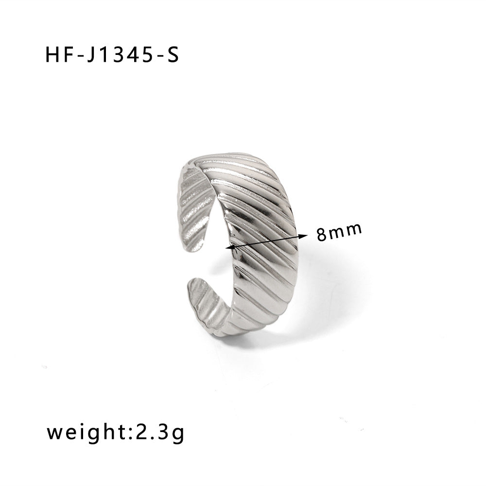 Ig Style Simple Style Heart Shape Solid Color Snake Stainless Steel Plating Hollow Out Open Ring