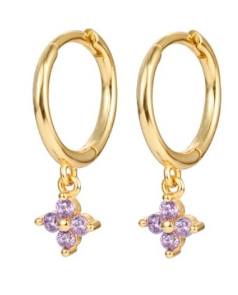 1 Piece Sweet Shiny Flower Plating Inlay Sterling Silver Zircon 18k Gold Plated White Gold Plated Drop Earrings