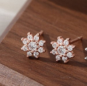 1 Pair Sweet Simple Style Flower Plating Inlay Sterling Silver Zircon Ear Studs