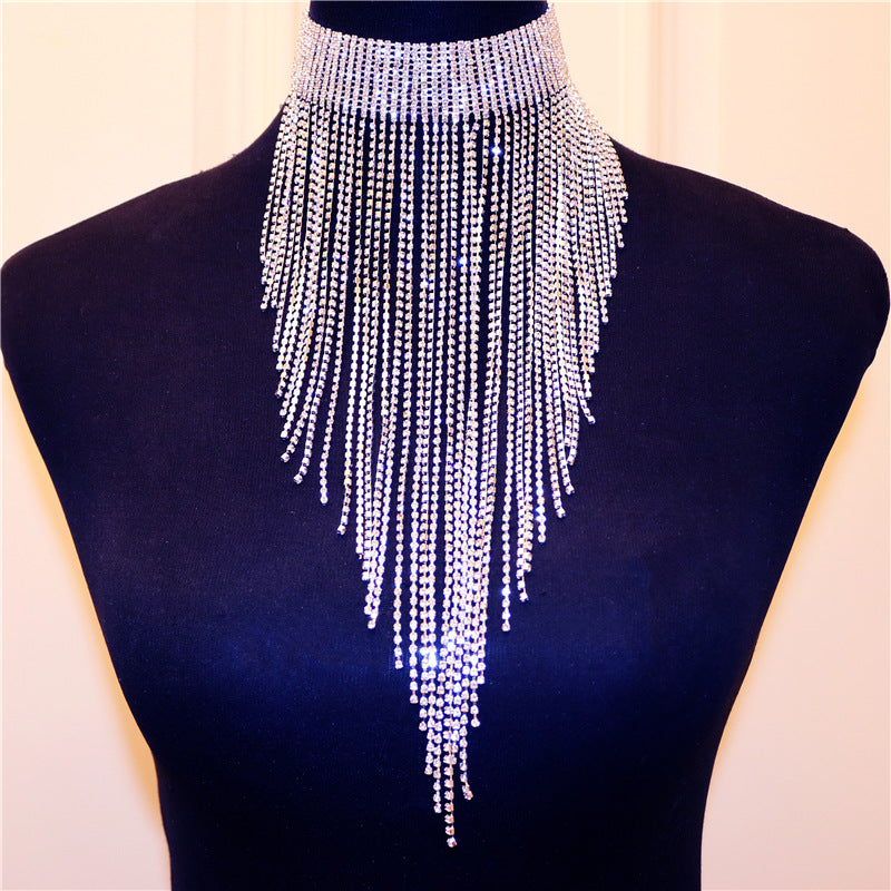 Sexy Shiny Tassel Rhinestone Women'S Necklace