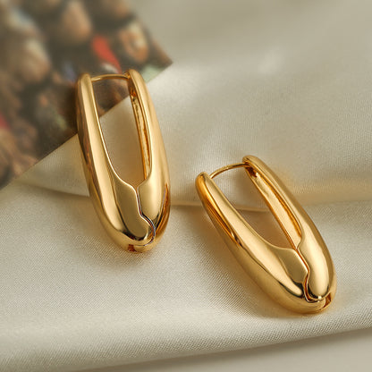 1 Pair Simple Style U Shape Solid Color Plating Copper 18k Gold Plated Hoop Earrings