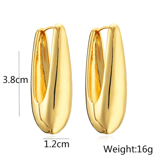 1 Pair Simple Style U Shape Solid Color Plating Copper 18k Gold Plated Hoop Earrings