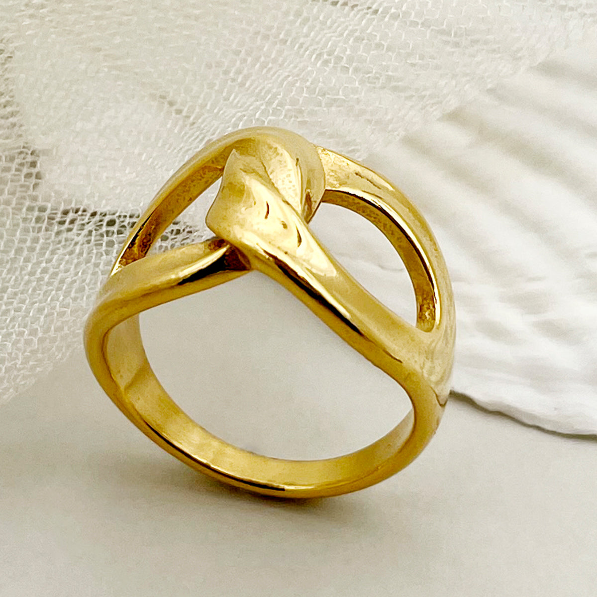 Classical Solid Color Stainless Steel Gold Plated Rings In Bulk