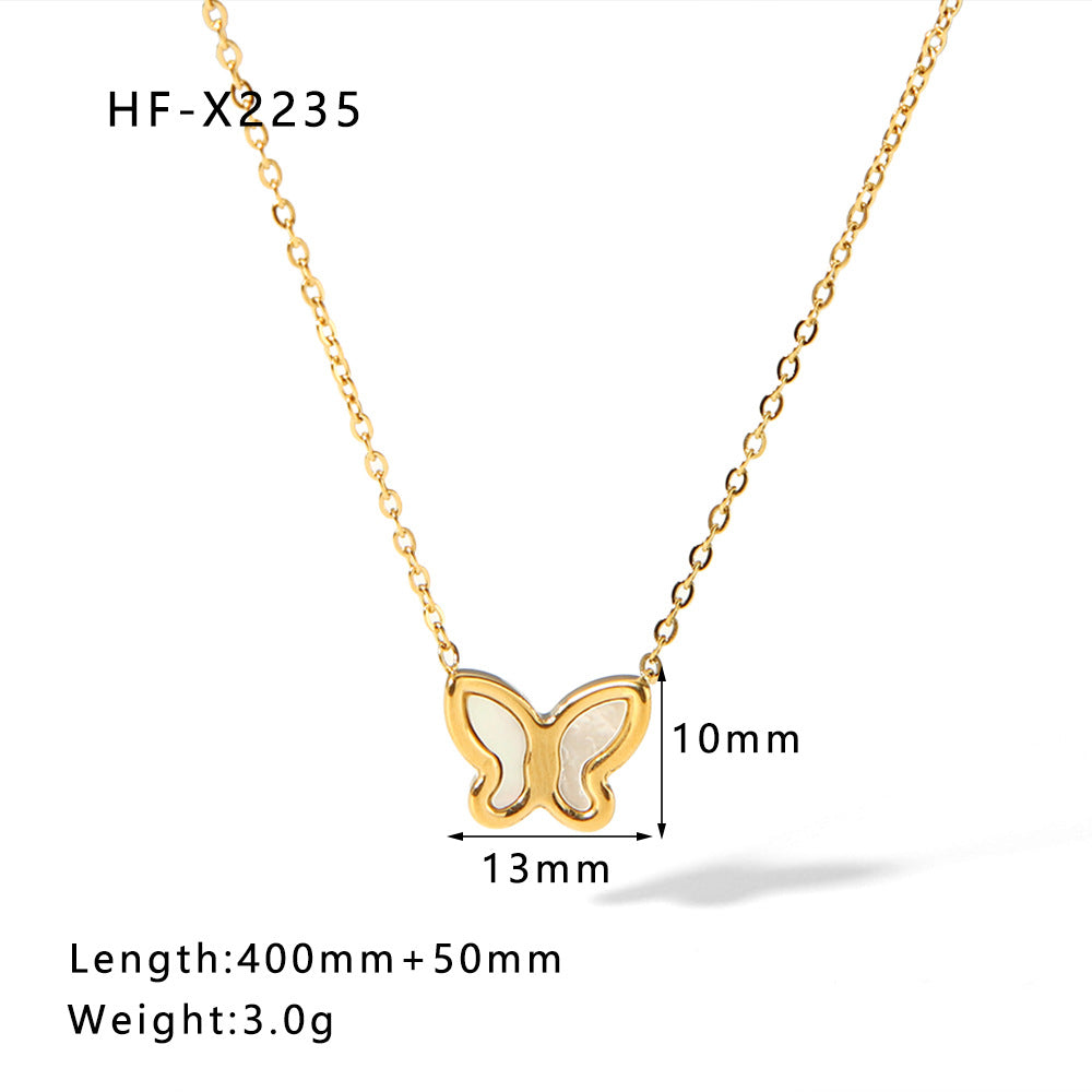 Casual Elegant Lady Geometric Star Heart Shape Stainless Steel Titanium Steel Plating Layered Necklaces Pendant Necklace