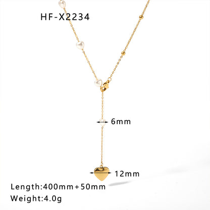 Casual Elegant Lady Geometric Star Heart Shape Stainless Steel Titanium Steel Plating Layered Necklaces Pendant Necklace