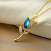 Elegant Flower Stainless Steel Copper 18k Gold Plated Zircon Pendant Necklace In Bulk