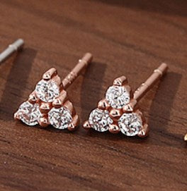 1 Pair Casual Simple Style Triangle Plating Inlay Sterling Silver Zircon Ear Studs