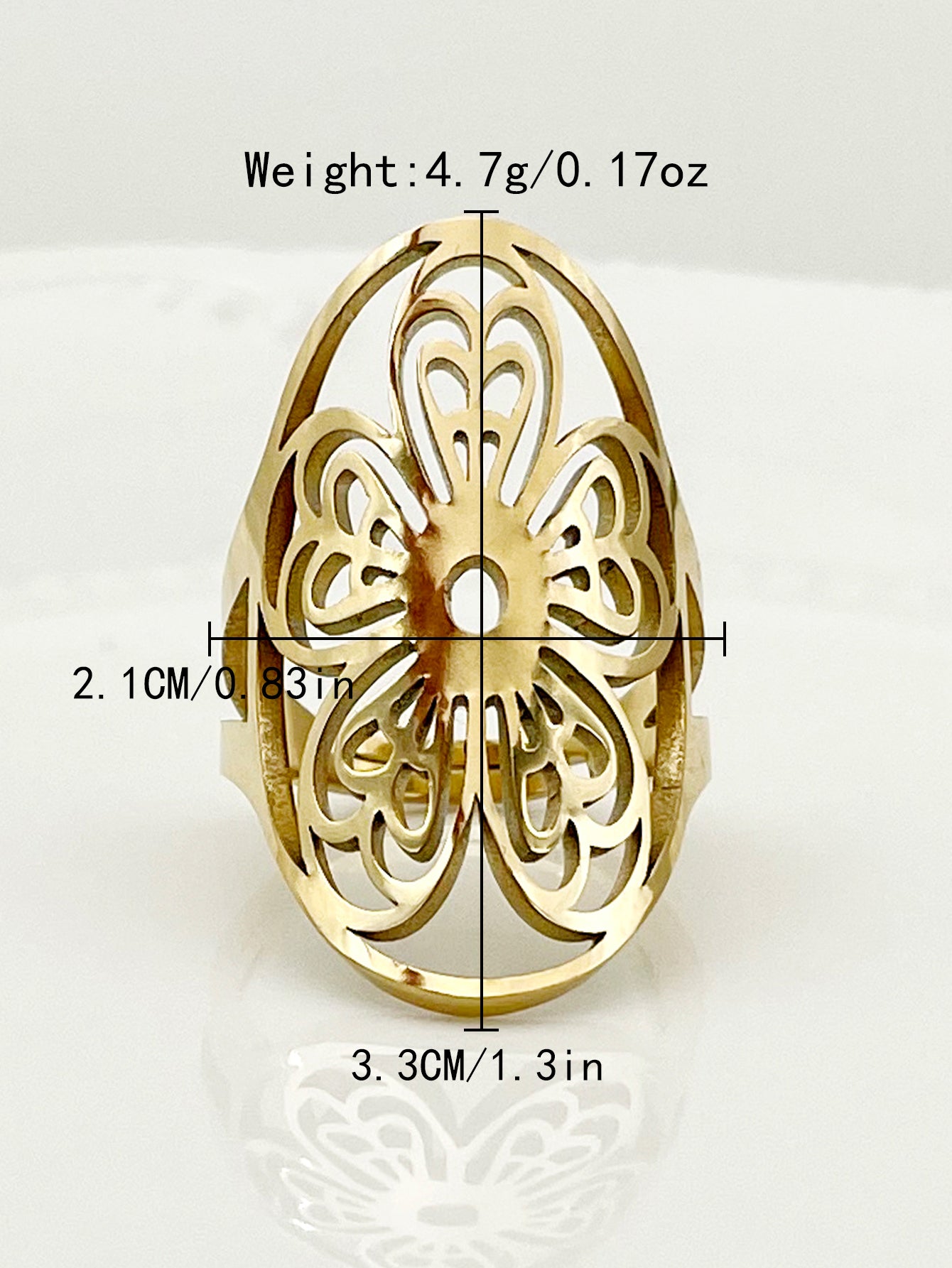 Glam Roman Style Star Tree Flower Stainless Steel Gold Plated Open Ring In Bulk