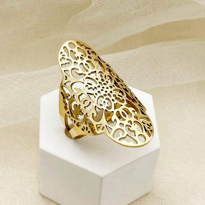 Commute Solid Color Stainless Steel Gold Plated Open Ring In Bulk