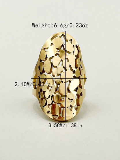 Glam Roman Style Star Tree Flower Stainless Steel Gold Plated Open Ring In Bulk