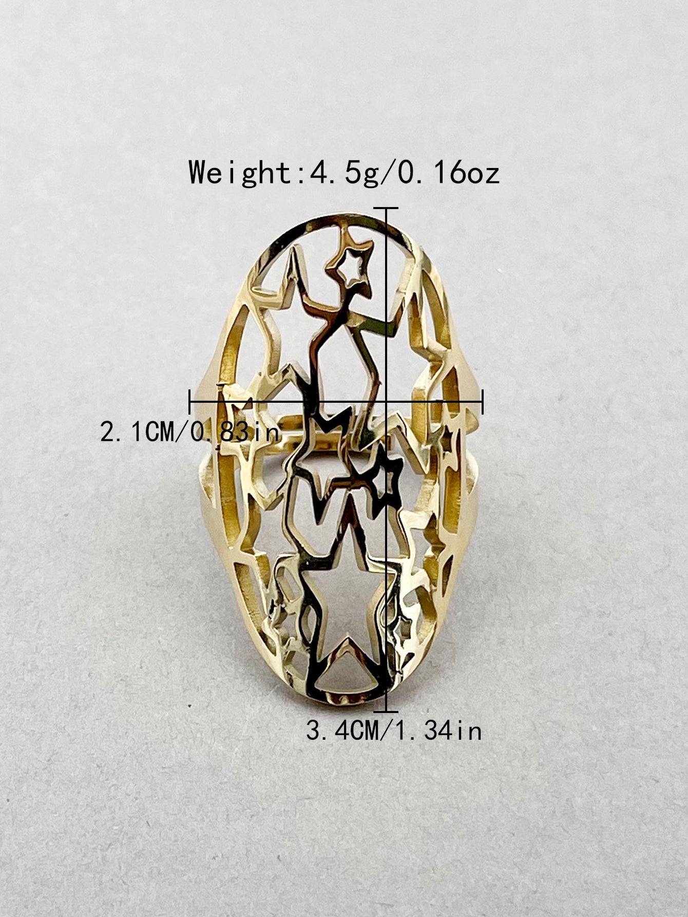 Glam Roman Style Star Tree Flower Stainless Steel Gold Plated Open Ring In Bulk