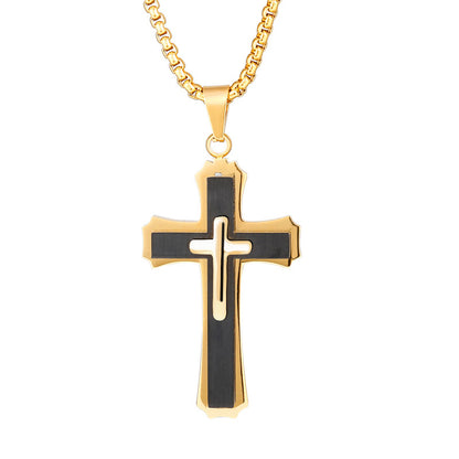 Hip-hop Cross Stainless Steel Pendant Necklace