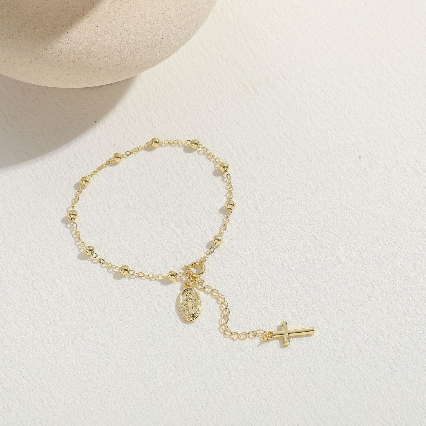 Casual Simple Style Human Cross Copper 14k Gold Plated Bracelets In Bulk