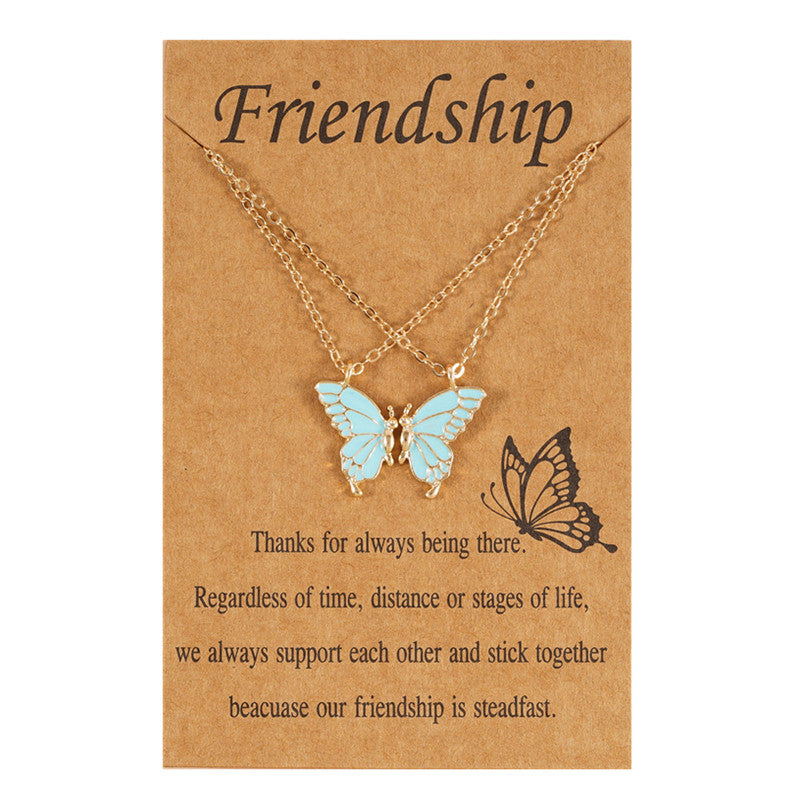 Sweet Butterfly Alloy Enamel Women's Pendant Necklace