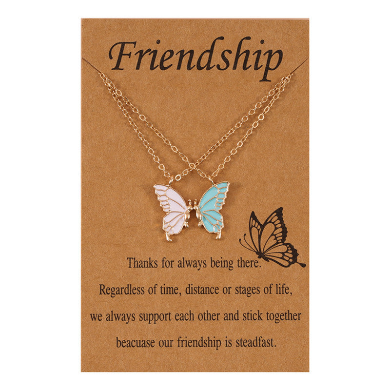 Sweet Butterfly Alloy Enamel Women's Pendant Necklace