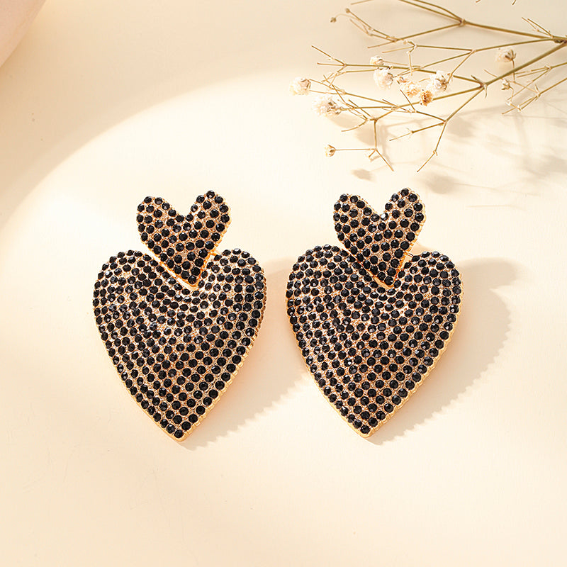 1 Pair Glam Luxurious Heart Shape Inlay Alloy Artificial Gemstones Ear Studs