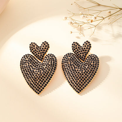 1 Pair Glam Luxurious Heart Shape Inlay Alloy Artificial Gemstones Ear Studs