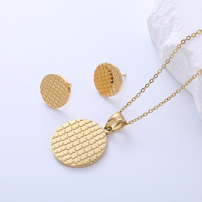 Simple Style Round Bear Stainless Steel Plating 18k Gold Plated Earrings Necklace Jewelry Set